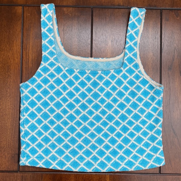 [S] Zara Geo Print Crop Top | Blue/White - Picture 2 of 4